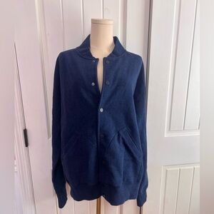 American Eagle Button Up Navy Varsity Jacket Size Large EUC